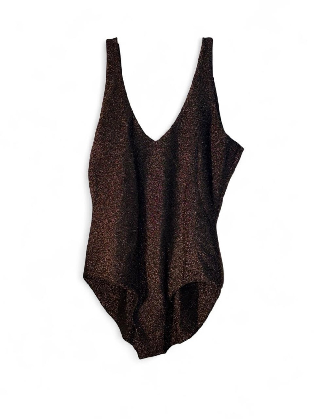 Shimmery Brown V-Neck Bodysuit - Women's Sparkle Tank